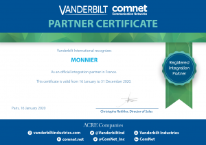 Certificat VANDERBILT - MONNIER